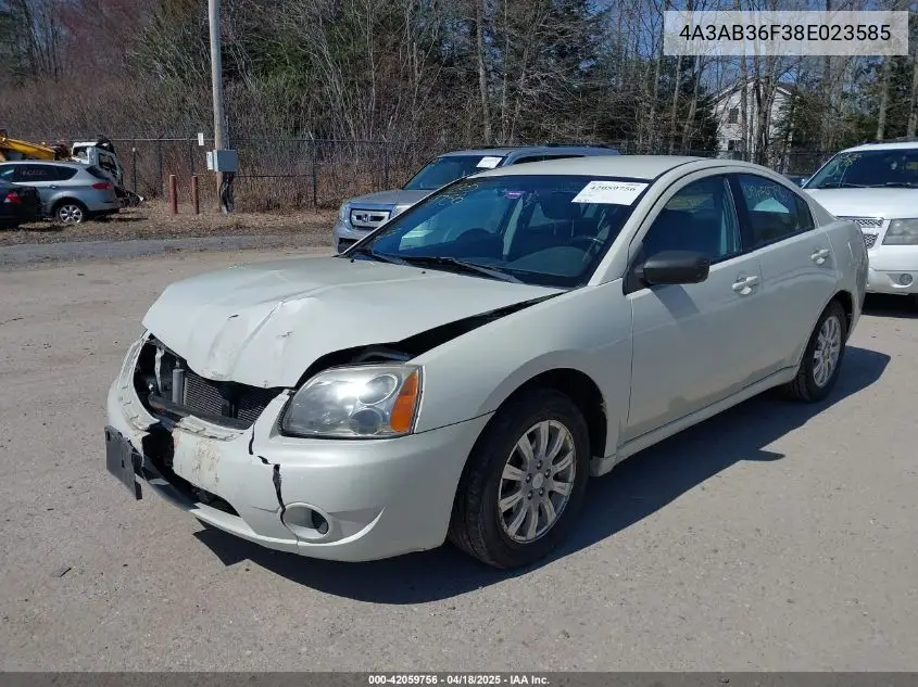 2008 Mitsubishi Galant Es VIN: 4A3AB36F38E023585 Lot: 42059756