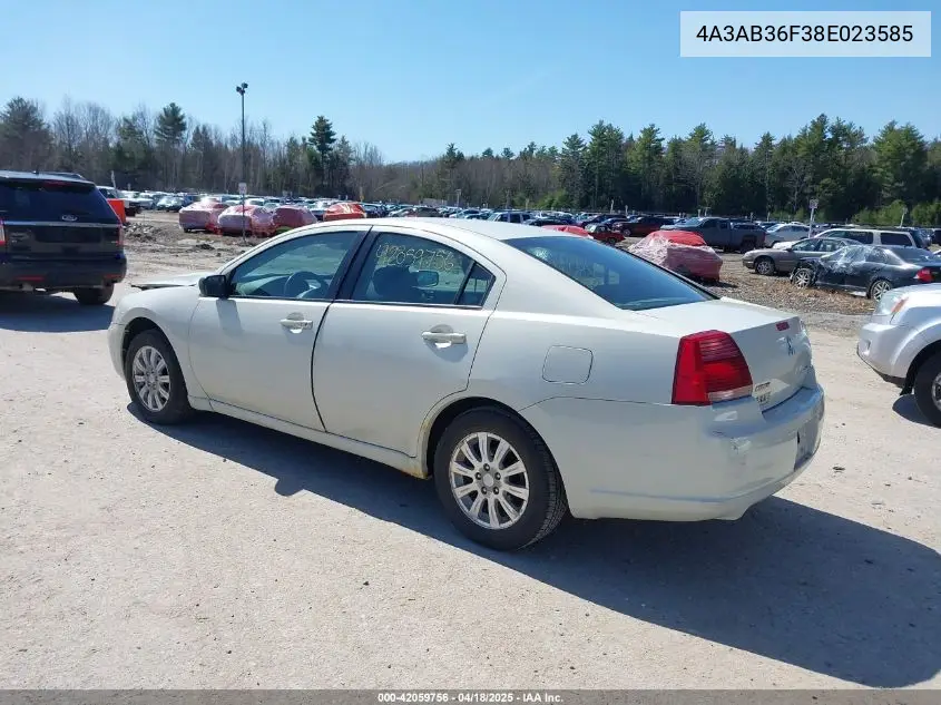 2008 Mitsubishi Galant Es VIN: 4A3AB36F38E023585 Lot: 42059756