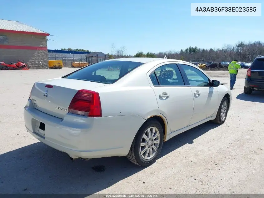 2008 Mitsubishi Galant Es VIN: 4A3AB36F38E023585 Lot: 42059756