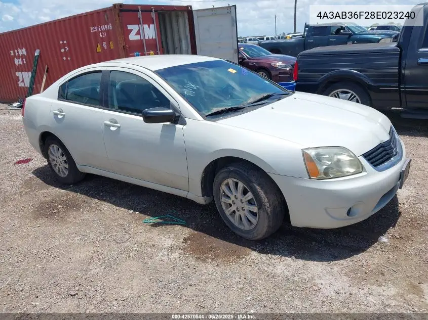 2008 Mitsubishi Galant Es VIN: 4A3AB36F28E023240 Lot: 42570544