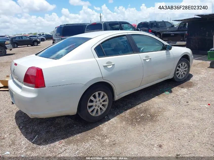 2008 Mitsubishi Galant Es VIN: 4A3AB36F28E023240 Lot: 42570544