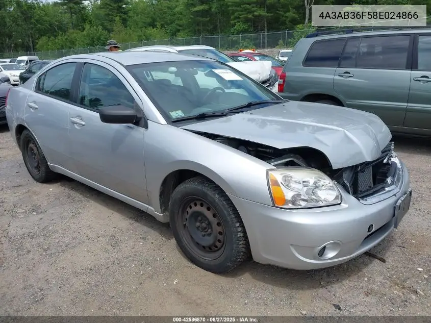 2008 Mitsubishi Galant Es VIN: 4A3AB36F58E024866 Lot: 42586870