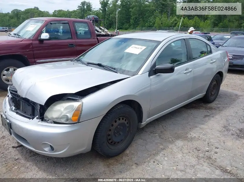 2008 Mitsubishi Galant Es VIN: 4A3AB36F58E024866 Lot: 42586870