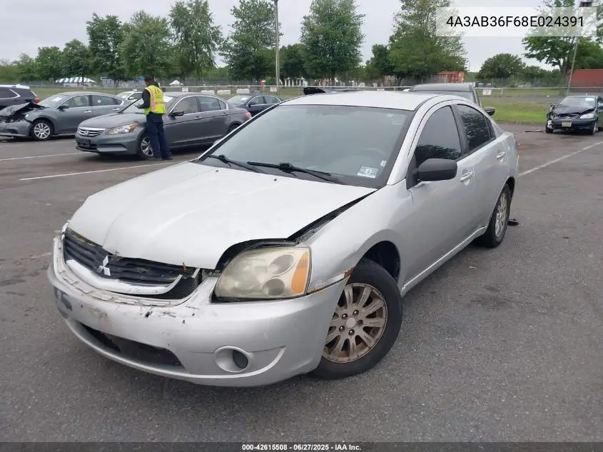 2008 Mitsubishi Galant Es VIN: 4A3AB36F68E024391 Lot: 42615508