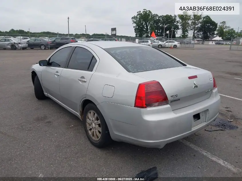 2008 Mitsubishi Galant Es VIN: 4A3AB36F68E024391 Lot: 42615508