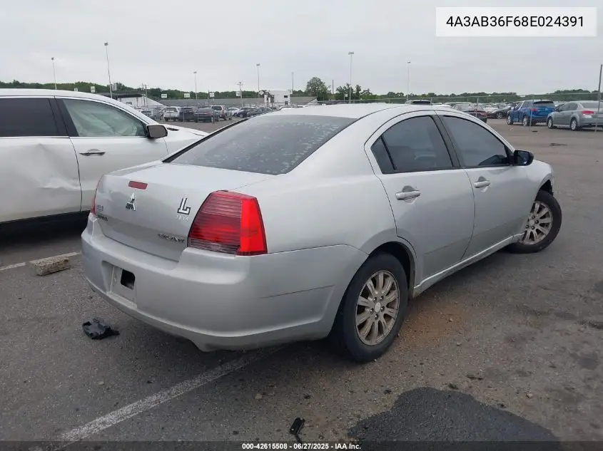 2008 Mitsubishi Galant Es VIN: 4A3AB36F68E024391 Lot: 42615508