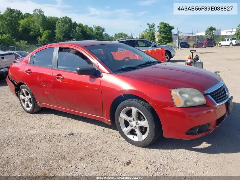 2009 Mitsubishi Galant Es VIN: 4A3AB56F39E038827 Lot: 42585036