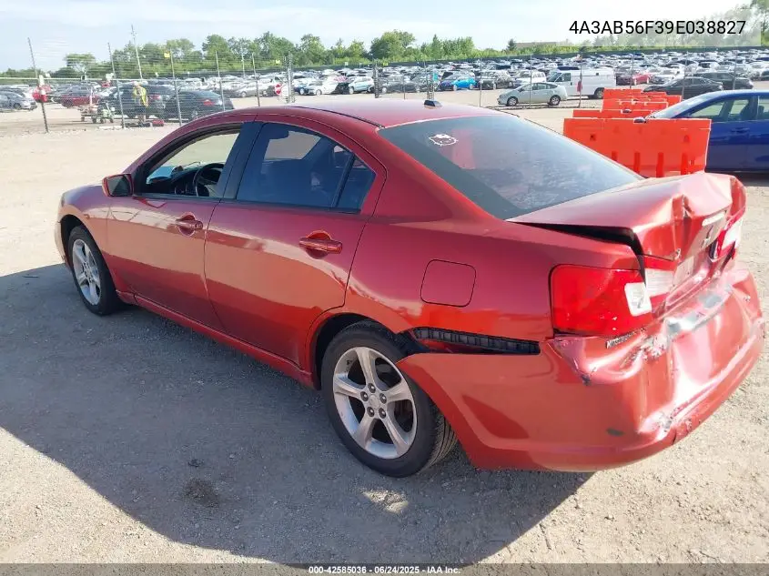 2009 Mitsubishi Galant Es VIN: 4A3AB56F39E038827 Lot: 42585036
