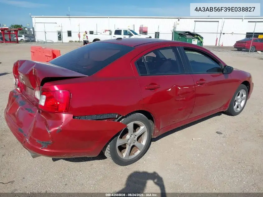 2009 Mitsubishi Galant Es VIN: 4A3AB56F39E038827 Lot: 42585036