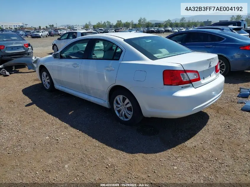 2010 Mitsubishi Galant Es/Se VIN: 4A32B3FF7AE004192 Lot: 42235309