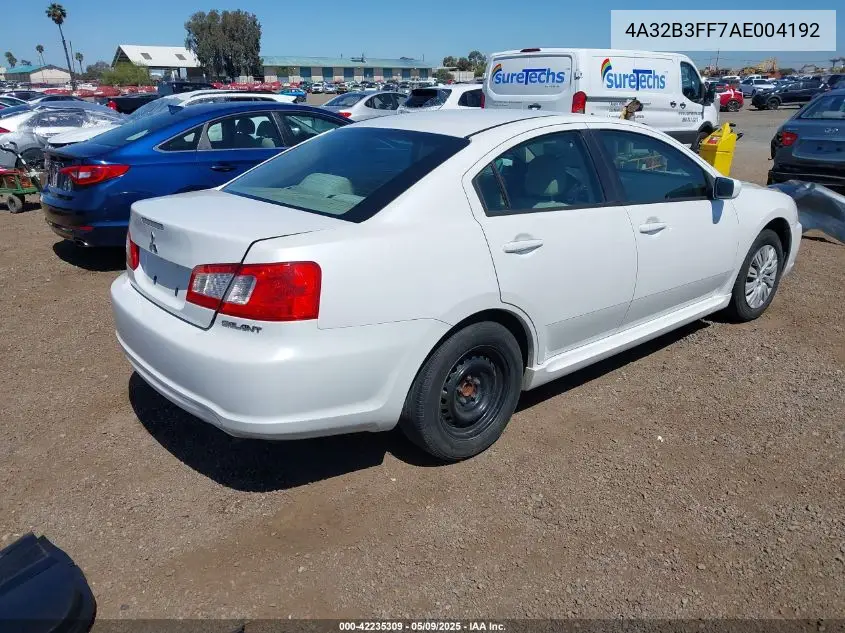 2010 Mitsubishi Galant Es/Se VIN: 4A32B3FF7AE004192 Lot: 42235309