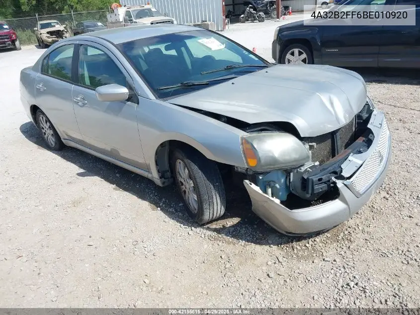 2011 Mitsubishi Galant Fe VIN: 4A32B2FF6BE010920 Lot: 42155615