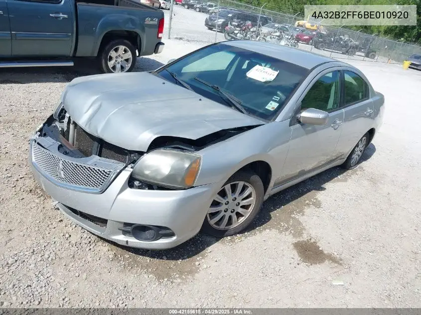 2011 Mitsubishi Galant Fe VIN: 4A32B2FF6BE010920 Lot: 42155615