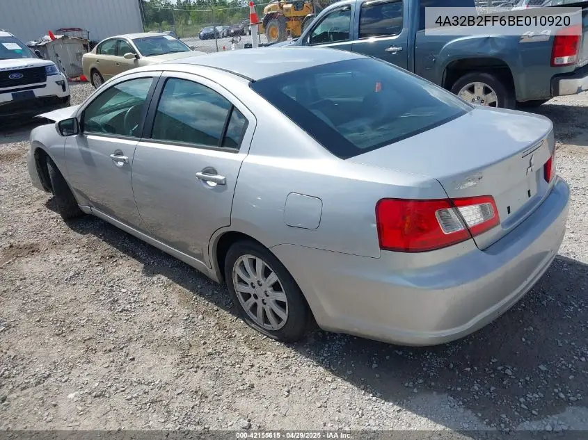 2011 Mitsubishi Galant Fe VIN: 4A32B2FF6BE010920 Lot: 42155615