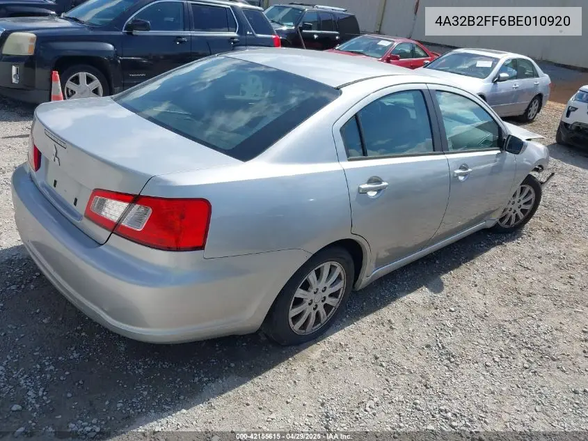 2011 Mitsubishi Galant Fe VIN: 4A32B2FF6BE010920 Lot: 42155615