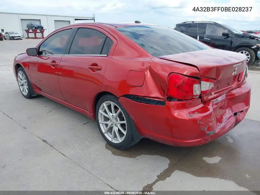 2011 Mitsubishi Galant Es/Se VIN: 4A32B3FF0BE028237 Lot: 42236328