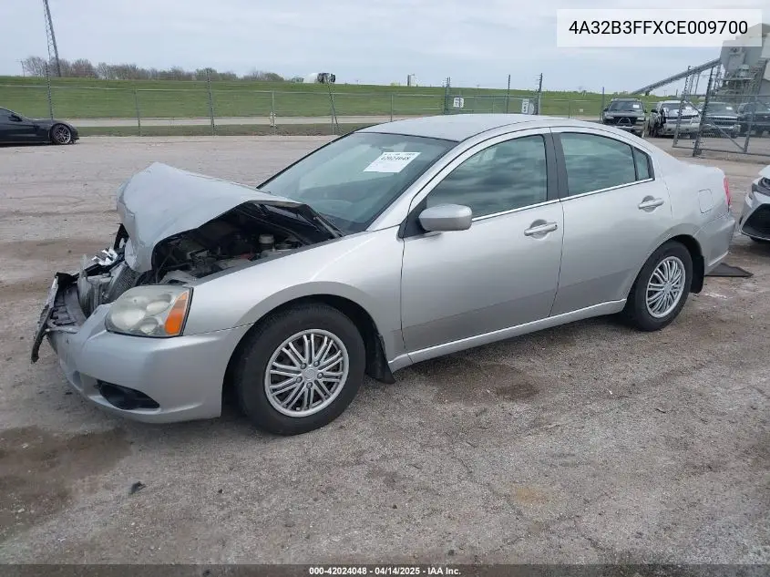2012 Mitsubishi Galant Es/Se VIN: 4A32B3FFXCE009700 Lot: 42024048