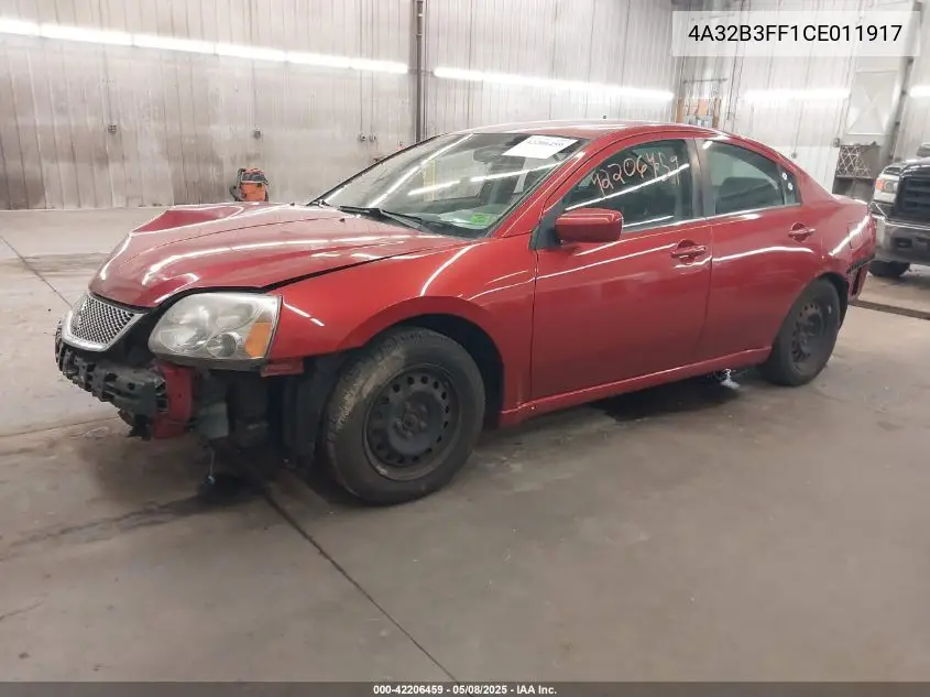 2012 Mitsubishi Galant Es/Se VIN: 4A32B3FF1CE011917 Lot: 42206459