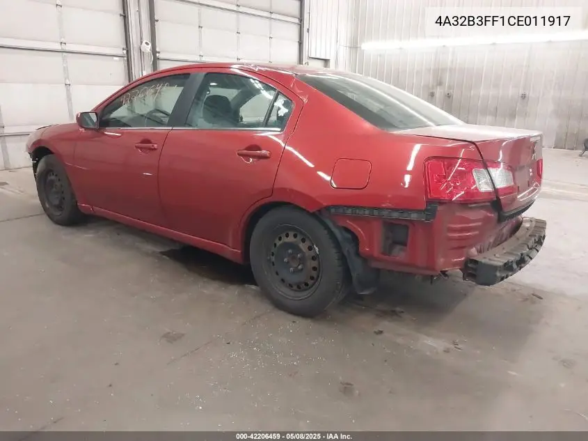 2012 Mitsubishi Galant Es/Se VIN: 4A32B3FF1CE011917 Lot: 42206459