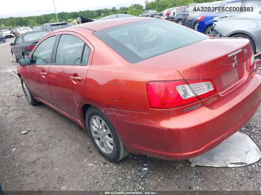 2012 Mitsubishi Galant Fe VIN: 4A32B2FF5CE008383 Lot: 42230300