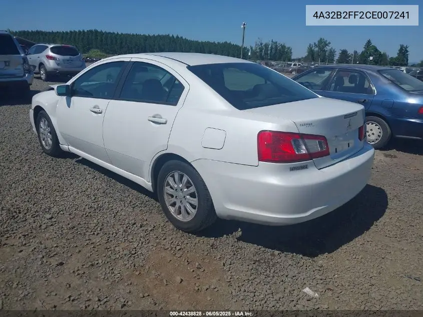2012 Mitsubishi Galant Fe VIN: 4A32B2FF2CE007241 Lot: 42438828