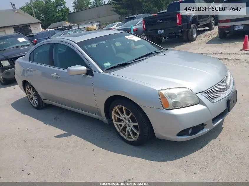 2012 Mitsubishi Galant Es/Se VIN: 4A32B3FF6CE017647 Lot: 42502756