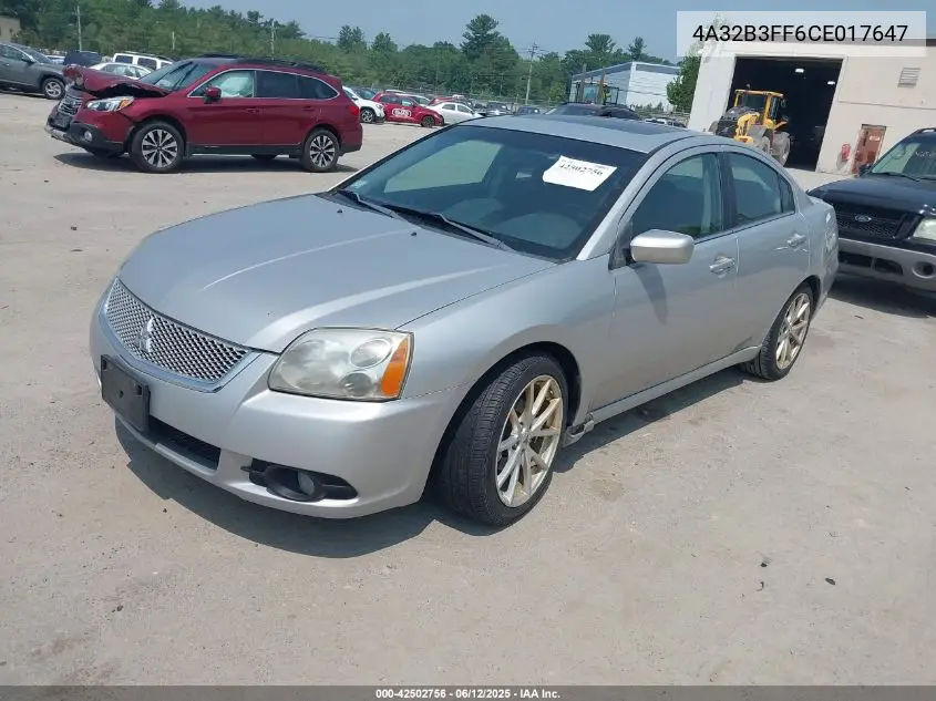 2012 Mitsubishi Galant Es/Se VIN: 4A32B3FF6CE017647 Lot: 42502756