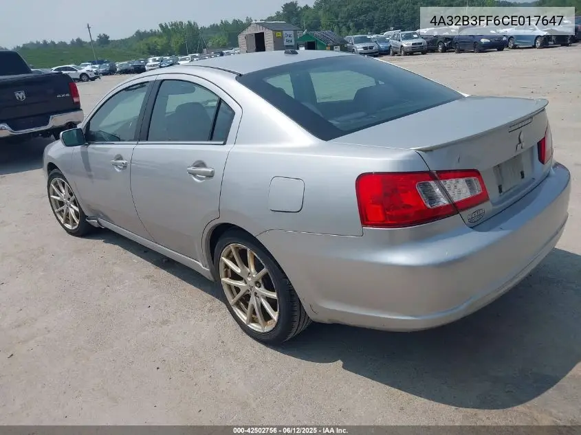 2012 Mitsubishi Galant Es/Se VIN: 4A32B3FF6CE017647 Lot: 42502756