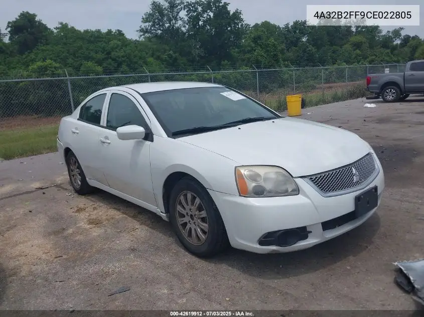2012 Mitsubishi Galant Fe VIN: 4A32B2FF9CE022805 Lot: 42619912