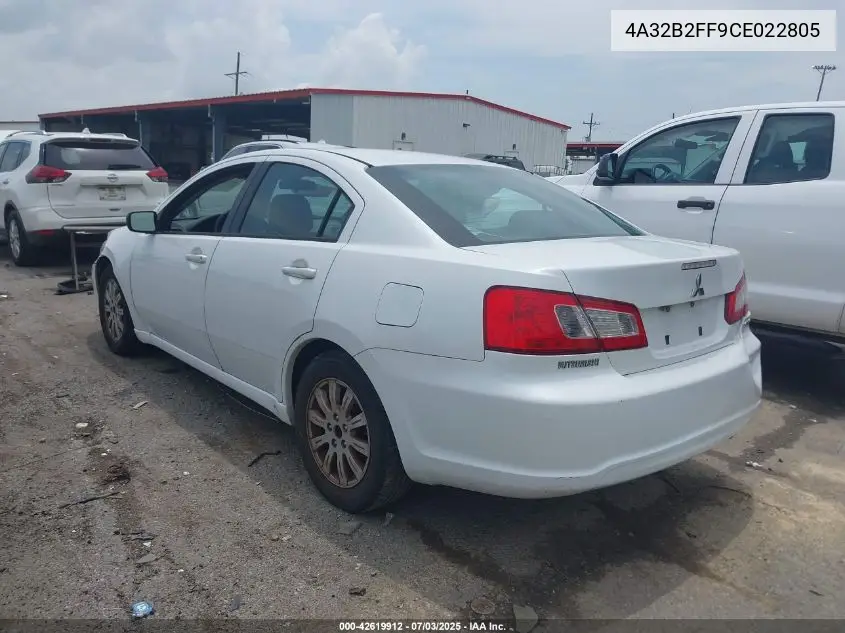 2012 Mitsubishi Galant Fe VIN: 4A32B2FF9CE022805 Lot: 42619912