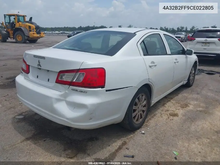 2012 Mitsubishi Galant Fe VIN: 4A32B2FF9CE022805 Lot: 42619912