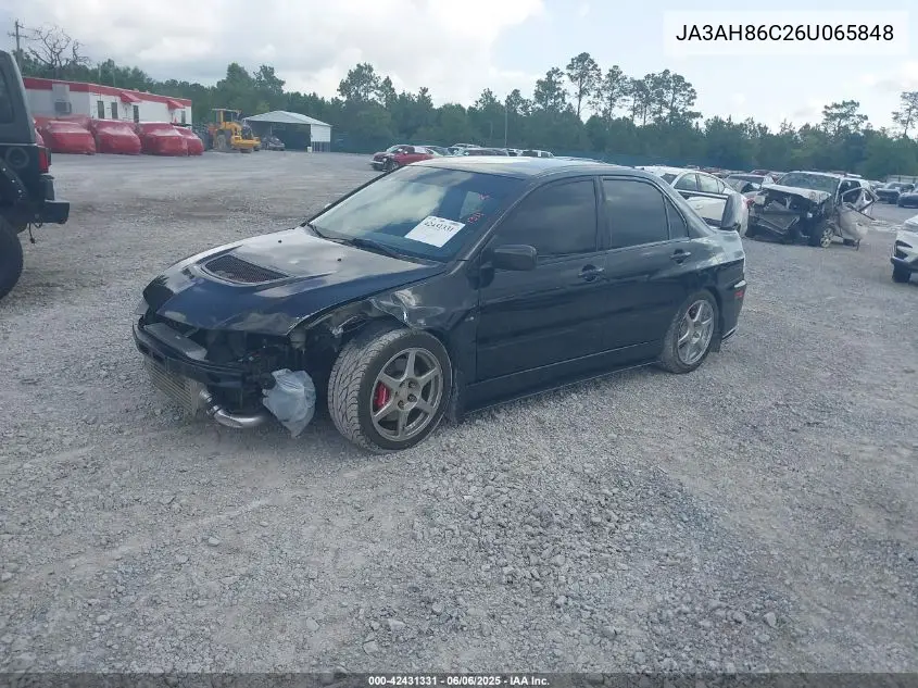 2006 Mitsubishi Lancer Evolution Ix/Mr VIN: JA3AH86C26U065848 Lot: 42431331