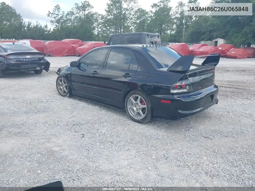 2006 Mitsubishi Lancer Evolution Ix/Mr VIN: JA3AH86C26U065848 Lot: 42431331