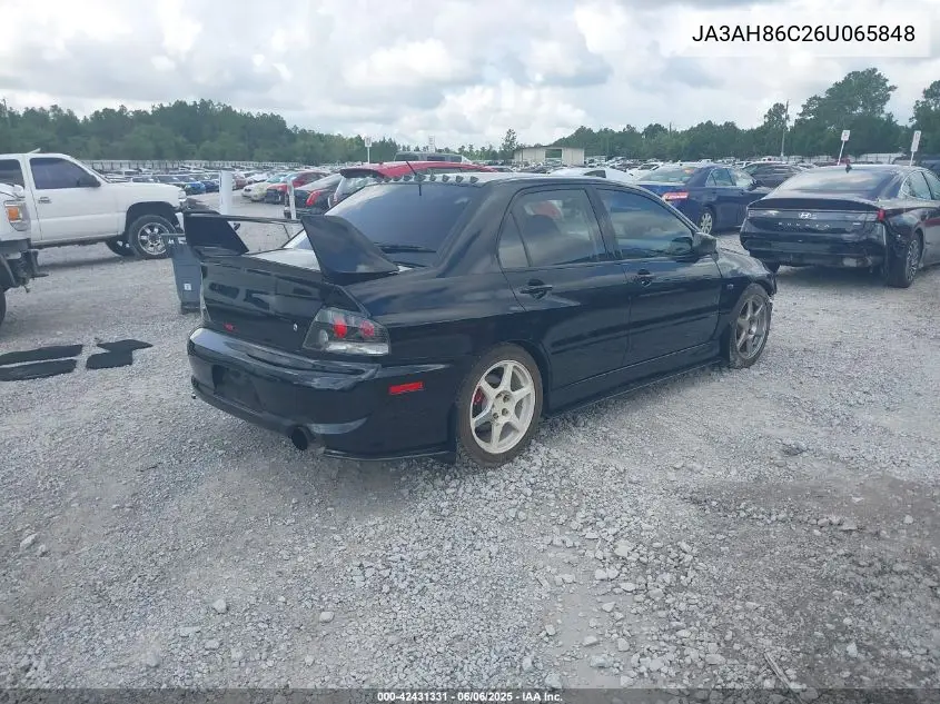 2006 Mitsubishi Lancer Evolution Ix/Mr VIN: JA3AH86C26U065848 Lot: 42431331