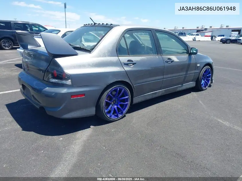 2006 Mitsubishi Lancer Evolution Ix/Mr VIN: JA3AH86C86U061948 Lot: 42630698