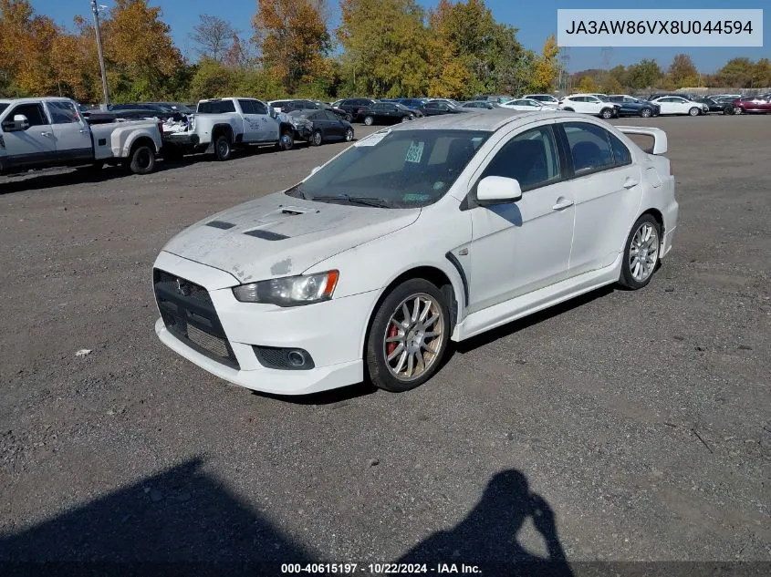2008 Mitsubishi Lancer Evolution Gsr VIN: JA3AW86VX8U044594 Lot: 40615197