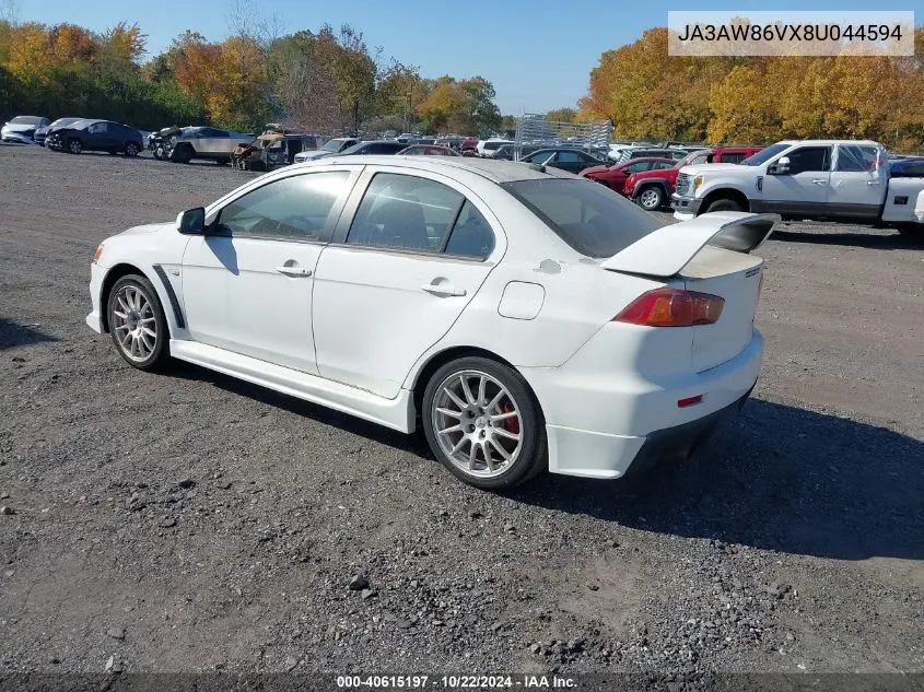 2008 Mitsubishi Lancer Evolution Gsr VIN: JA3AW86VX8U044594 Lot: 40615197