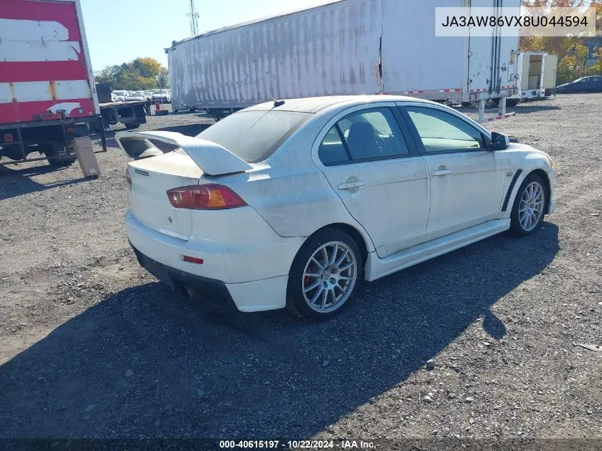 2008 Mitsubishi Lancer Evolution Gsr VIN: JA3AW86VX8U044594 Lot: 40615197