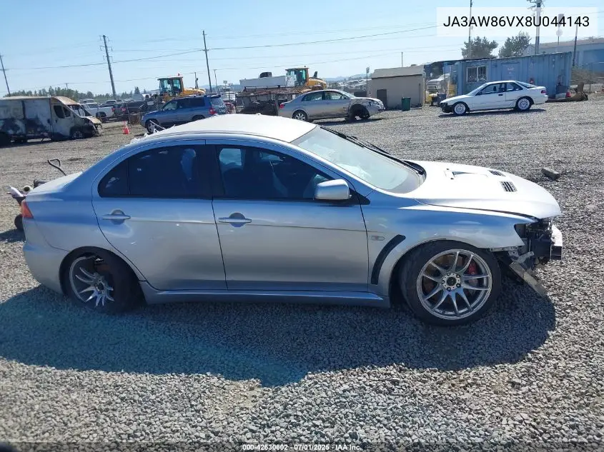 2008 Mitsubishi Lancer Evolution Gsr VIN: JA3AW86VX8U044143 Lot: 42630602