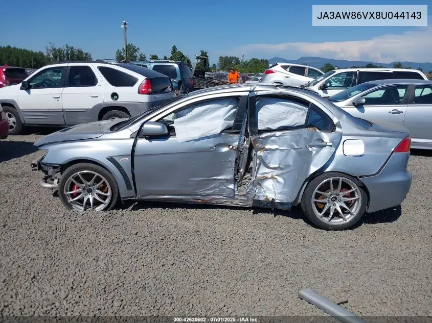 2008 Mitsubishi Lancer Evolution Gsr VIN: JA3AW86VX8U044143 Lot: 42630602