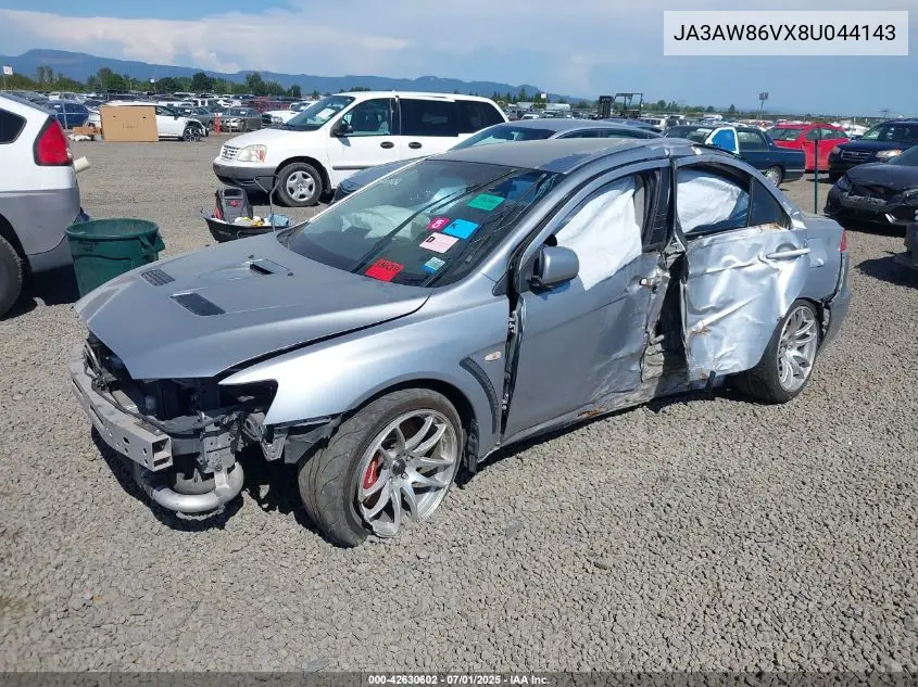 2008 Mitsubishi Lancer Evolution Gsr VIN: JA3AW86VX8U044143 Lot: 42630602