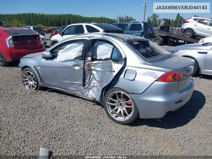 2008 Mitsubishi Lancer Evolution Gsr VIN: JA3AW86VX8U044143 Lot: 42630602