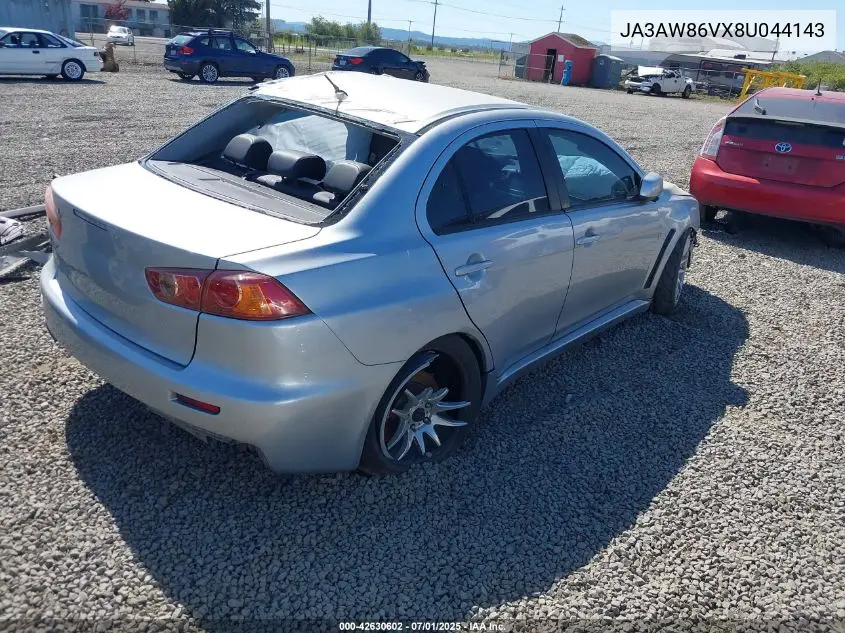 2008 Mitsubishi Lancer Evolution Gsr VIN: JA3AW86VX8U044143 Lot: 42630602