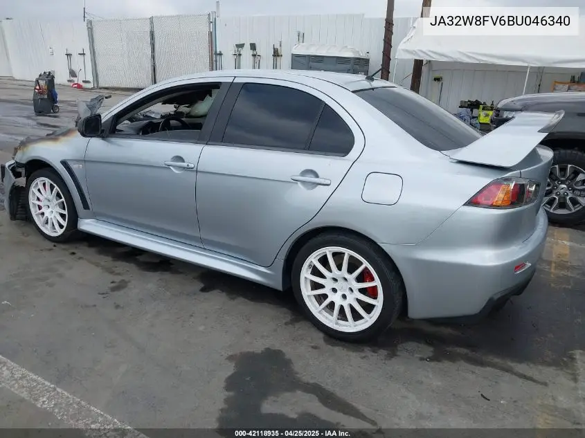 2011 Mitsubishi Lancer Evolution Gsr VIN: JA32W8FV6BU046340 Lot: 42118935