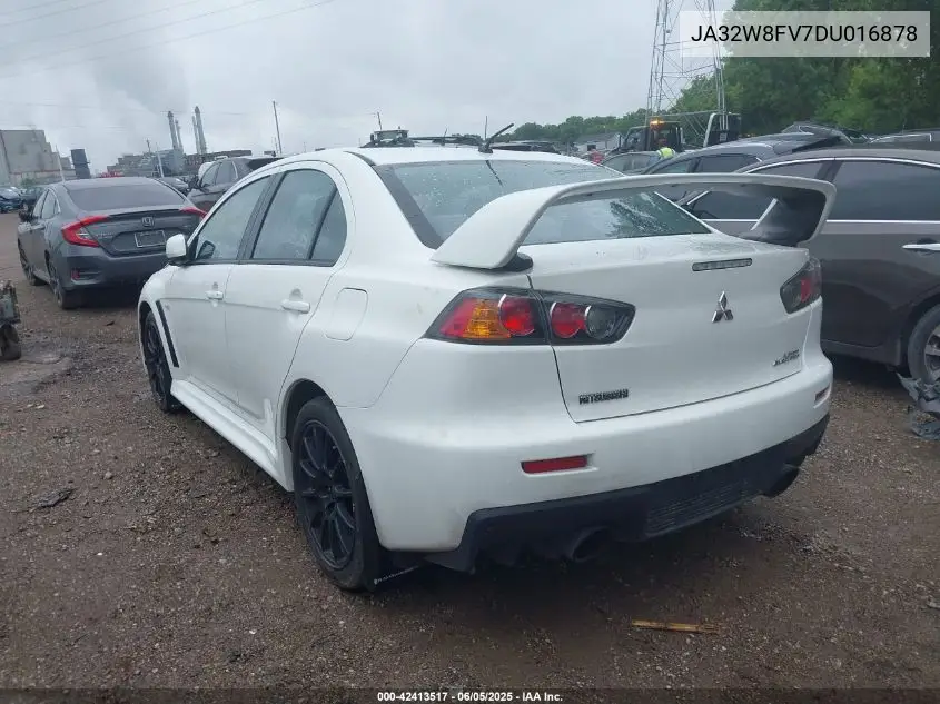 2013 Mitsubishi Lancer Evolution Gsr VIN: JA32W8FV7DU016878 Lot: 42413517