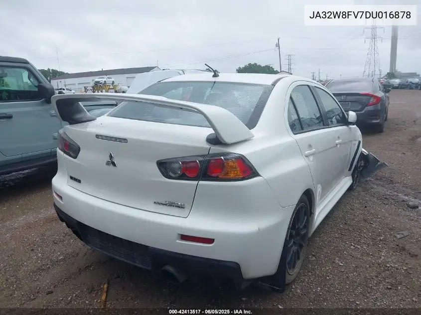 2013 Mitsubishi Lancer Evolution Gsr VIN: JA32W8FV7DU016878 Lot: 42413517