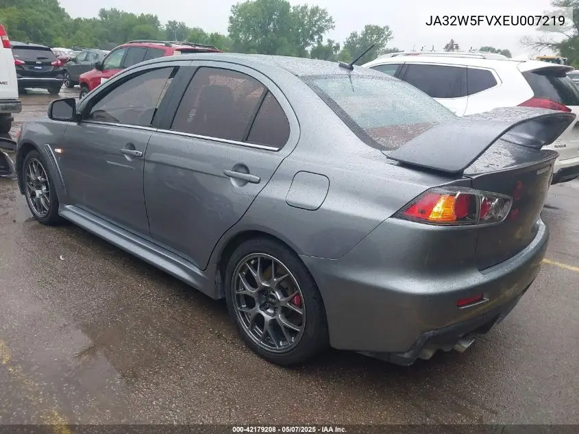 2014 Mitsubishi Lancer Evolution Mr VIN: JA32W5FVXEU007219 Lot: 42179208
