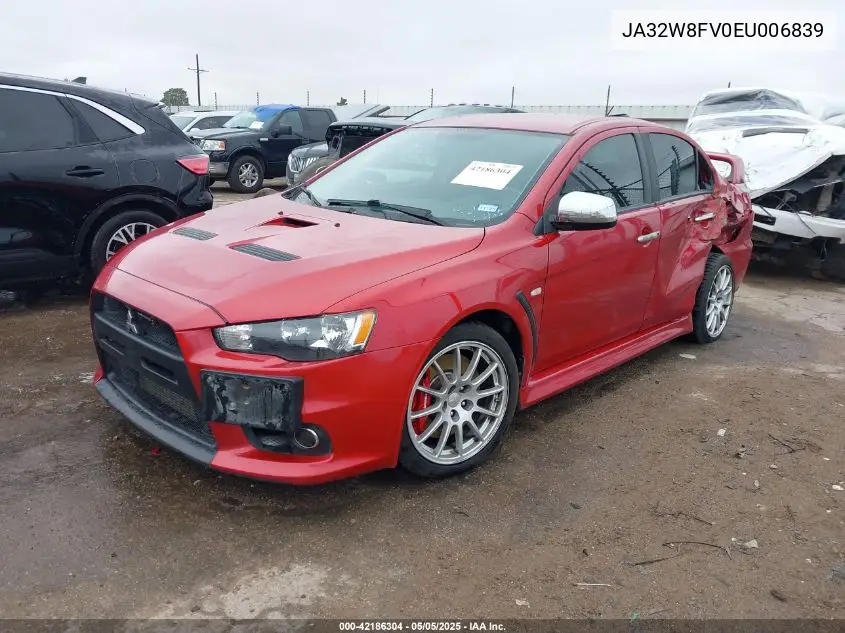 2014 Mitsubishi Lancer Evolution Gsr VIN: JA32W8FV0EU006839 Lot: 42186304