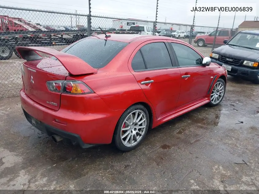 2014 Mitsubishi Lancer Evolution Gsr VIN: JA32W8FV0EU006839 Lot: 42186304