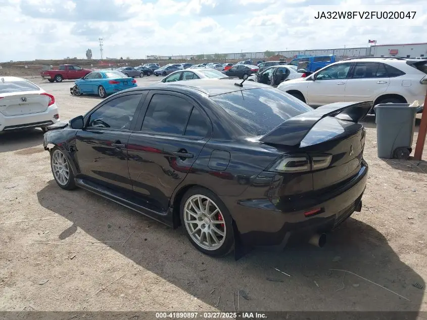 2015 Mitsubishi Lancer Evolution Gsr VIN: JA32W8FV2FU020047 Lot: 41890897